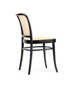 811 Chair by Ton. Frame Finish: B123 Beech Stained Black Grain, Seat and Back Finish: Natural Cane. Reinforcement Mesh Finish Black 