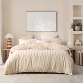Benson Jacquard Bedlinen - Natural Super King Quilt Cover set