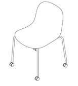 Fortona Light 4 Leg frame on CASTORS -  STACKABLE Metal Chair Base. Black Powder Coat. To suit 440mm H seat height